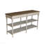 Console 63 po à 3 niveaux, bois vieilli pour entrée - blanc / beige