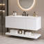 Meuble de salle de bain mural avec tiroirs, tablette et lavabo