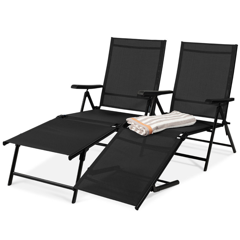Jimell Outdoor Metal Chaise Lounge, Black, Black