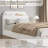 Twin Size Wooden Low Platform Bed Frame with Storage Headboard and Raised-Foodboard For Boys & Girls, No Box Spring Needed. White-1546466247