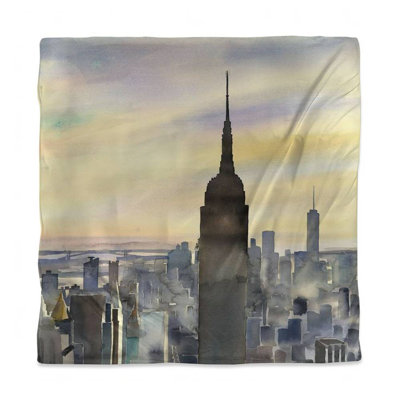 Blue Building Queen Duvet Cover | Sunset NYC Home Decor