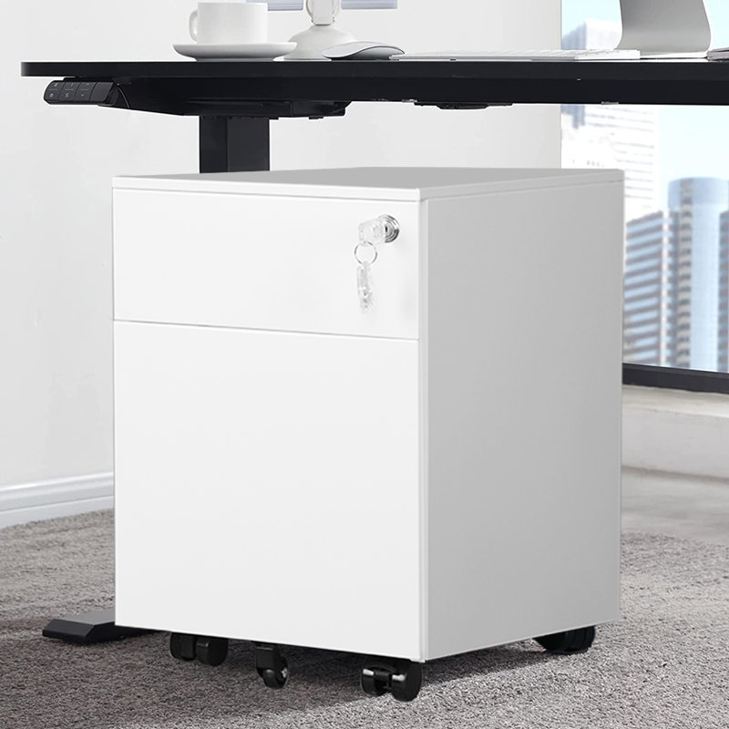 Jerrius 2-Drawer Mobile Vertical Filing Cabinet, White
