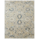 Josilin Wool Floral Area Rug in Gray