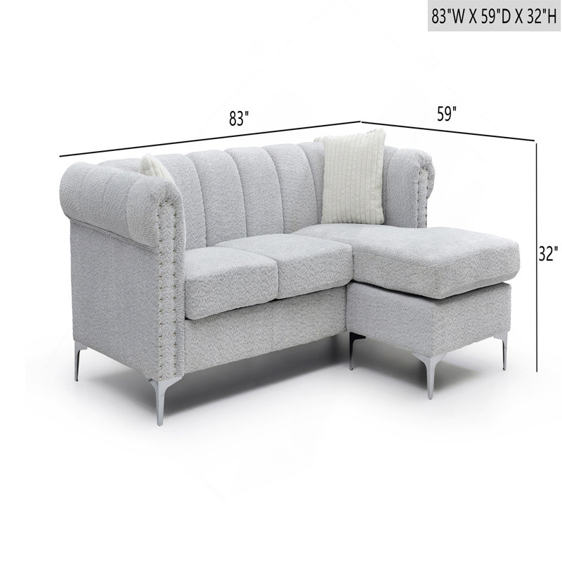 Sammy Modern Sofa Chaise , GRAY