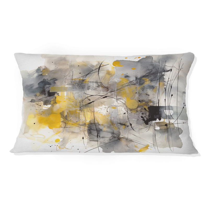 Coussin décoratif jaune et gris «Beyond the Canvas II»