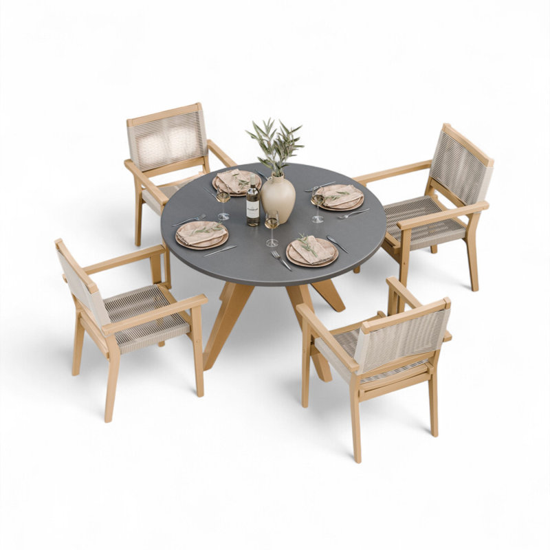 Luna Round 120cm Dining set with Roma Stacking chairs 