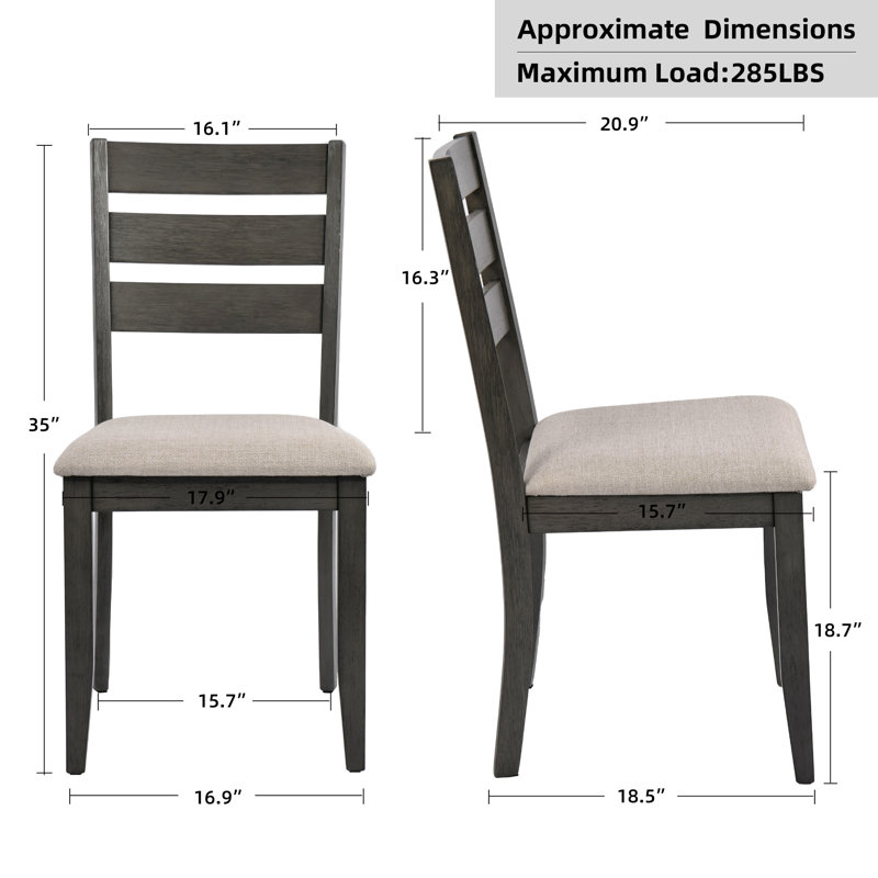 Ensemble de salle à manger moderne en bois de 47 po avec chaises rembourrées Busey, Gris
