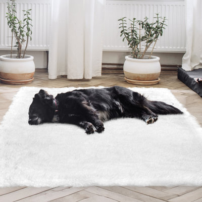 Tapis à poils longs avec fond antidérapant Cheer Collection 32 po x 61 po - blanc