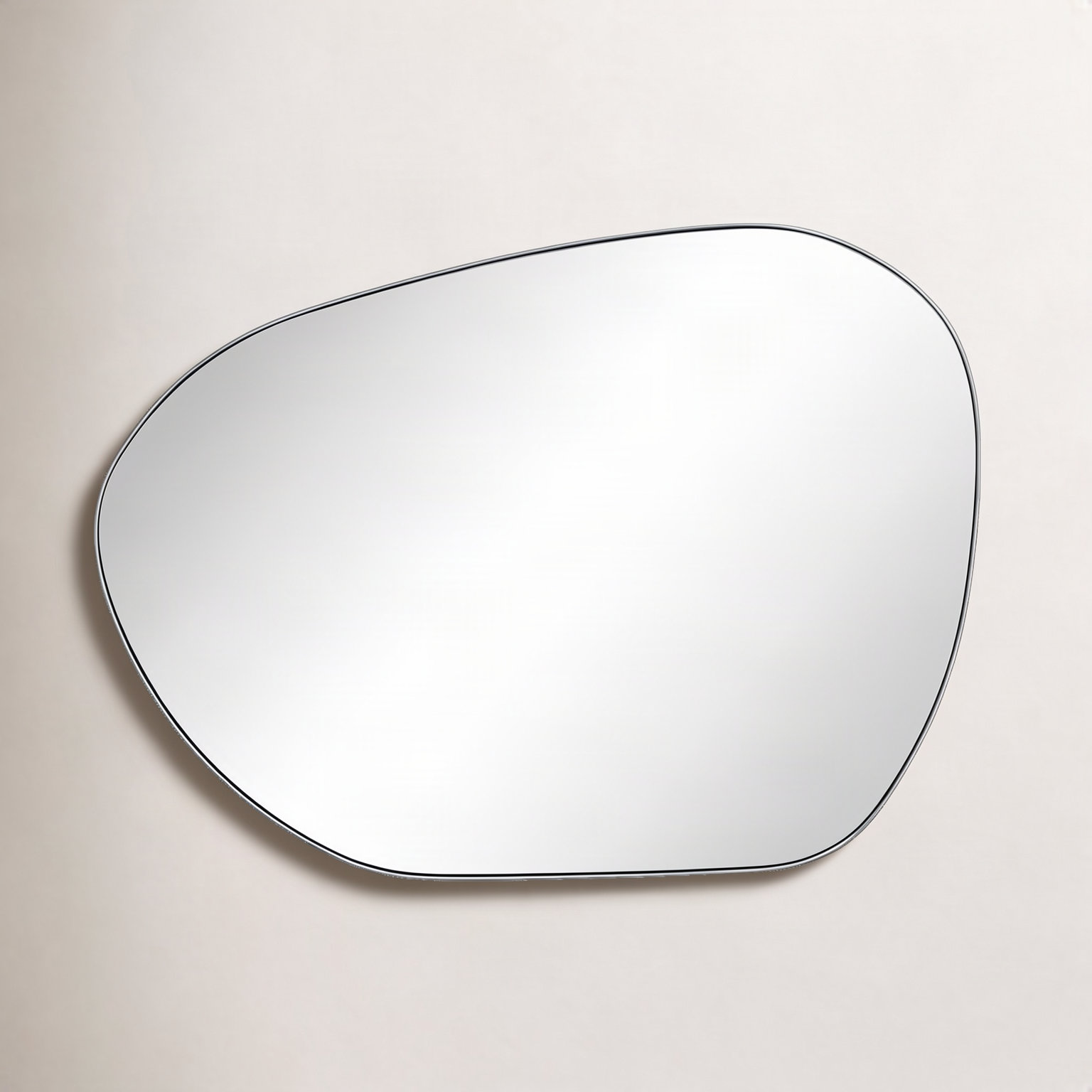 Bertlinde Asymmetrical Stainless Steel Framed Wall Mirror, 30" x 40", Chrome