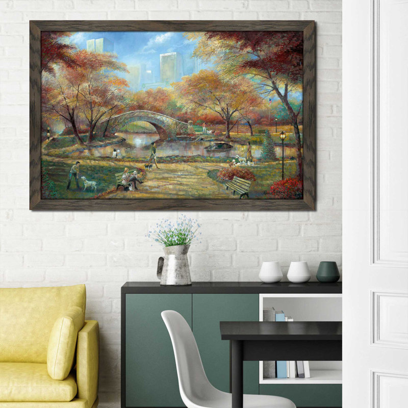«Dog Park» par Ruane Manning - reproduction de cadre photo, H 27,5 po x l 39,5 po x P 0,75 po