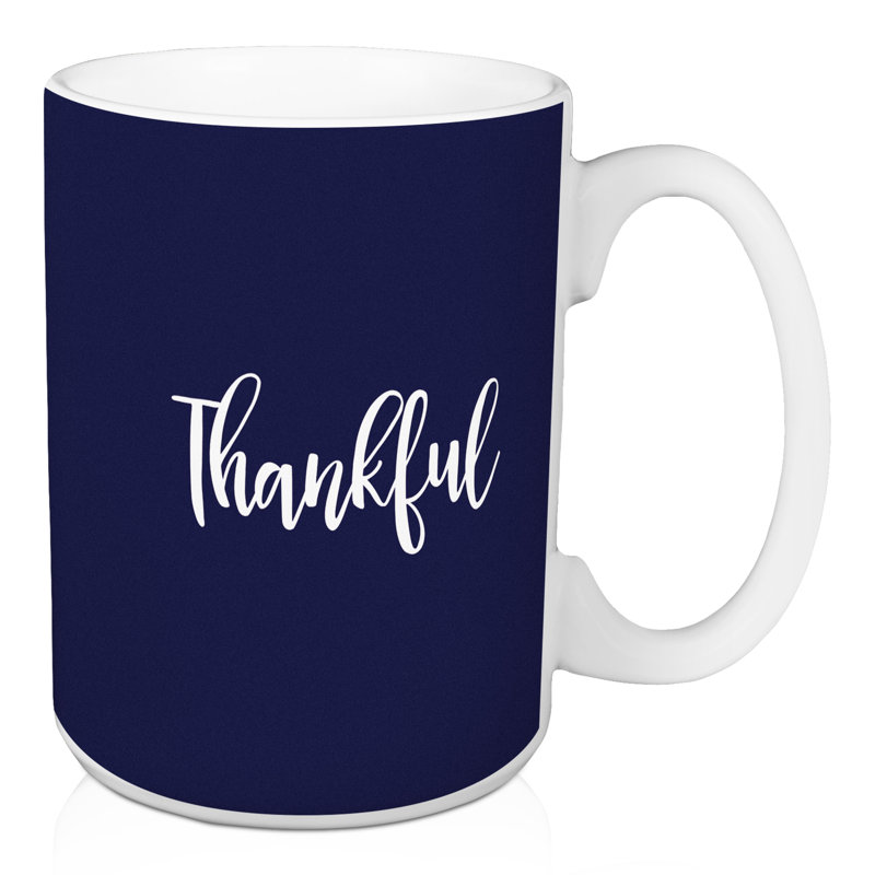 Grande tasse à café heureusement Noyes, Bleu marine