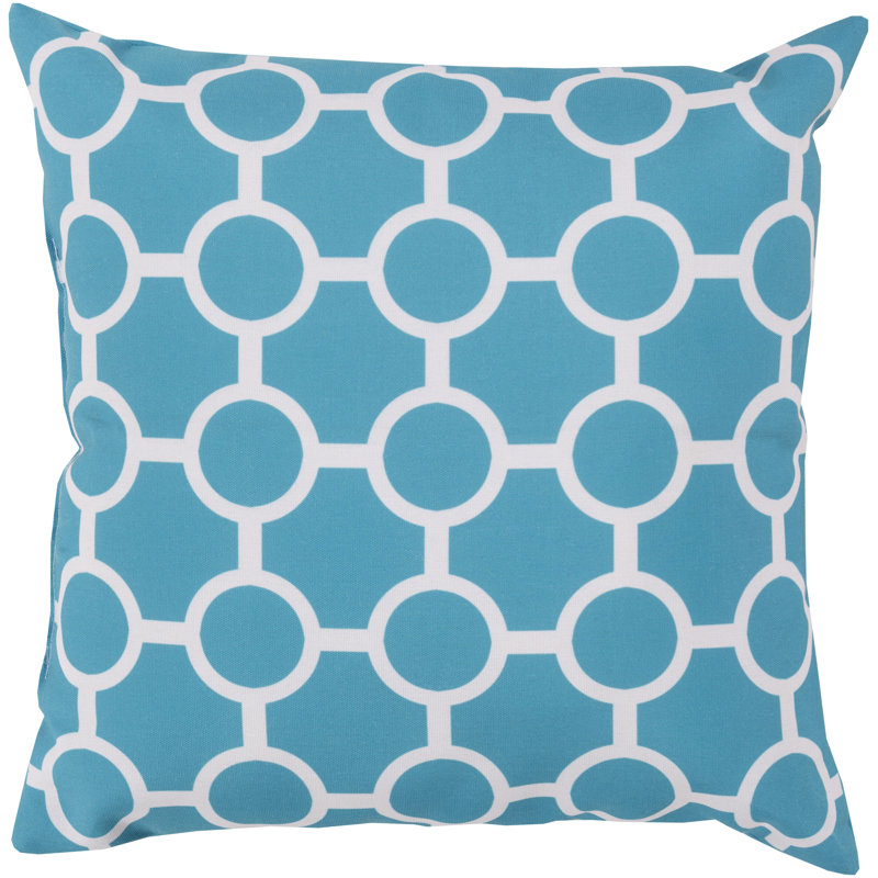 Rain Geometric Outdoor Throw Pillow, Aqua, 20" H x 20" W x 4" D