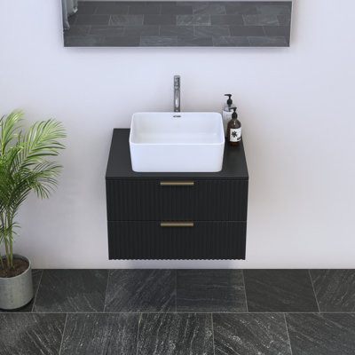 Meuble-lavabo noir 23,6 po Madera