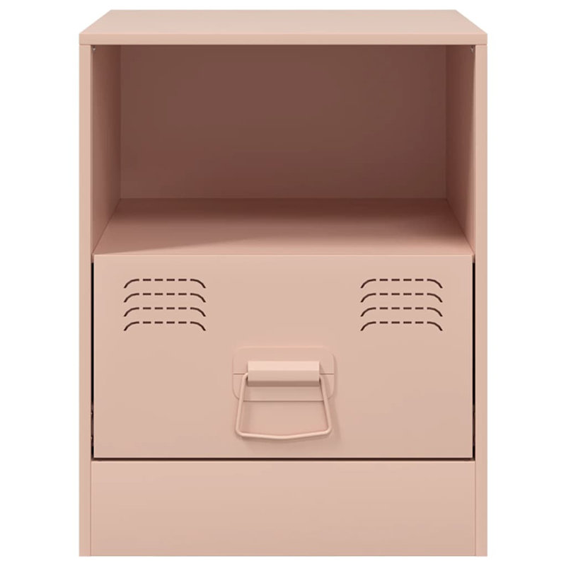 34.5cm W Steel Bedside Table, Pink