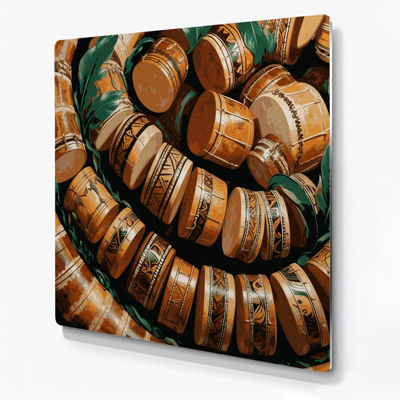 Hawaiian Hawaiian Drums, art mural en métal brun, H 12 po x l 12 po