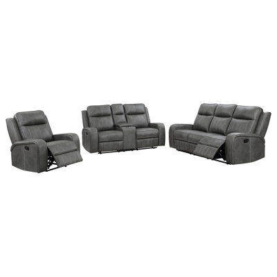 McKinley Grey 3-piece Reclining Sofa Set