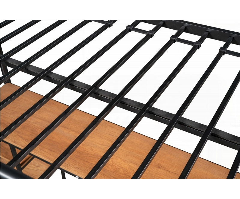 Twin-size Loft Bed with Table &amp; Shelves - Heavy-duty Metal, No Box Spring Needed, Noise Reduced