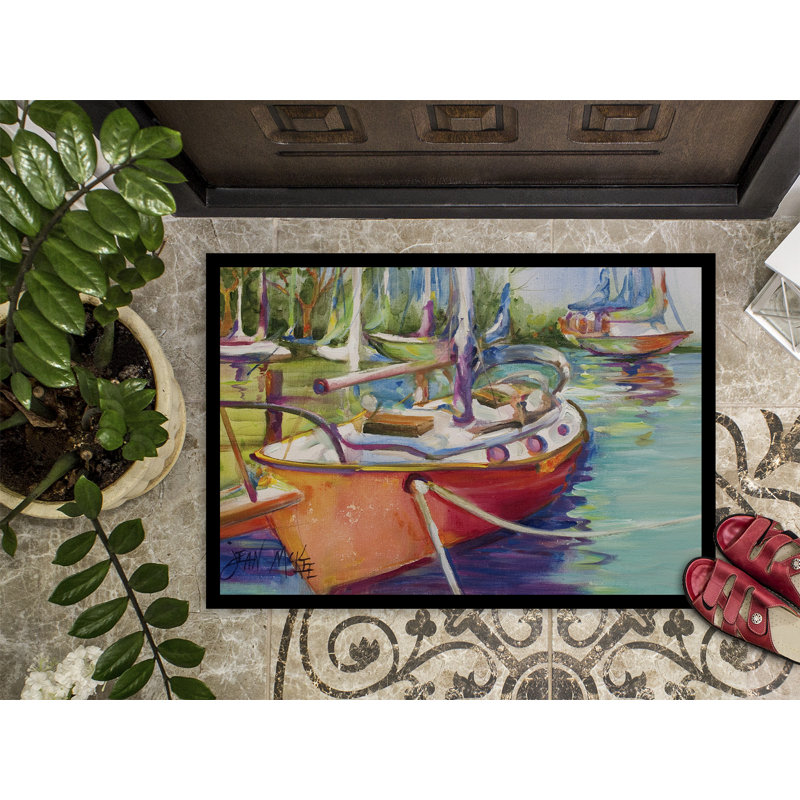 Tapis de porte d’intérieur anti-dérapant voilier, Rectangle 1 pi 6 po x 2 pi 3 po