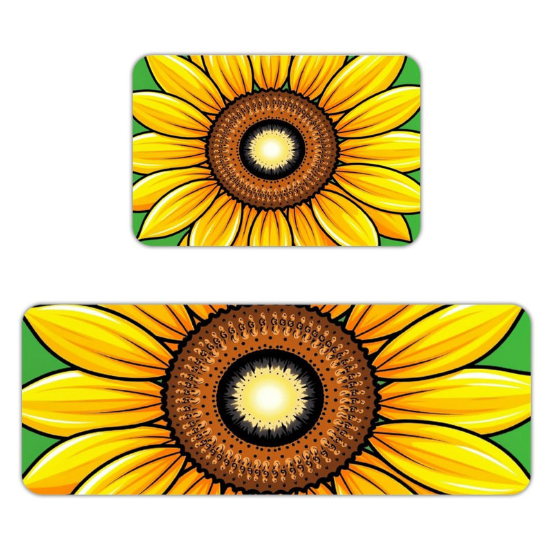Ensemble de 2 tapis de sol en flanelle à motifs de tournesols colorés