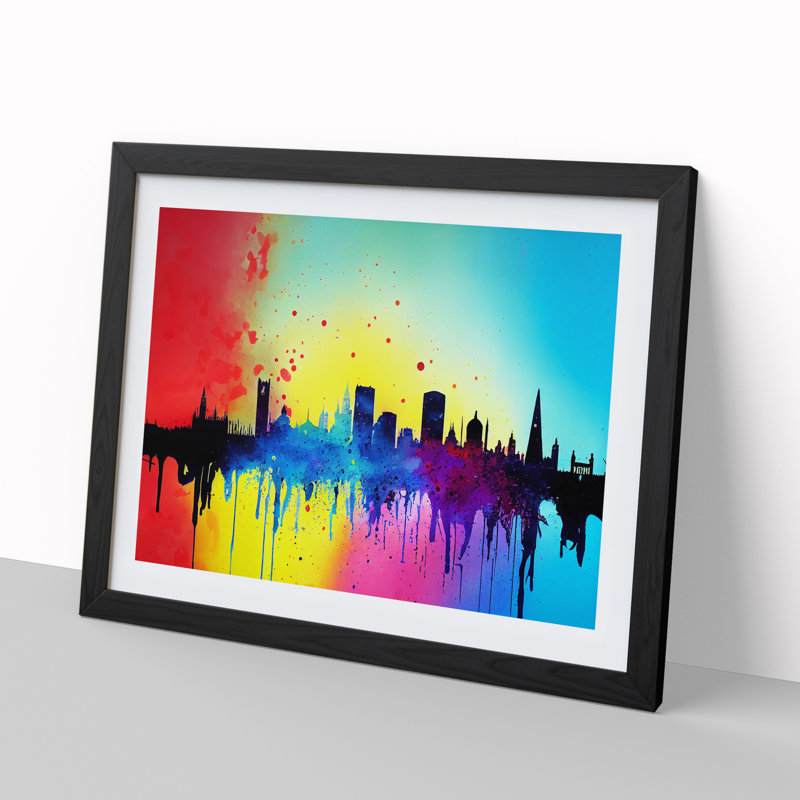 Vibrant London Skyline Vol.2 Abstract - Framed Print, Black, 25cm H x 34cm W x 2cm D