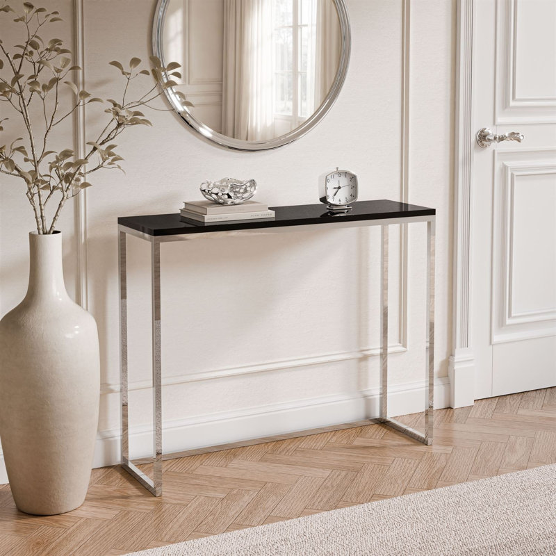 Console Table, 100 cm, chrome/ black gloss