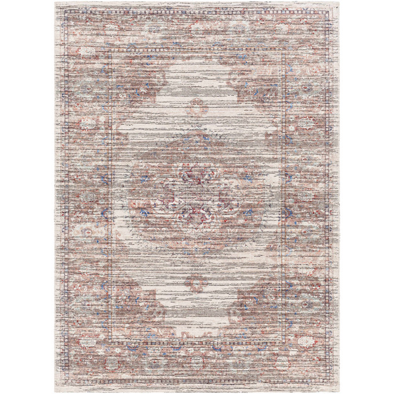 Spain Brick Machine Washable Area Rug, Rectangle 9'10" x 13'