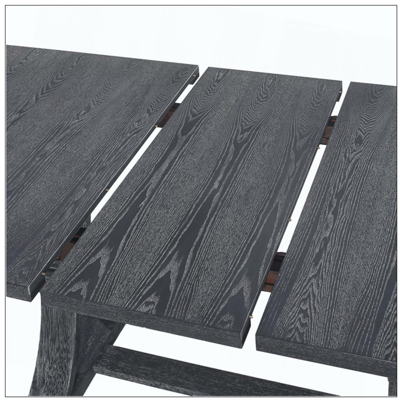 Table de salle à manger extensible, textures inspirées de la nature, matériau en bois terreux