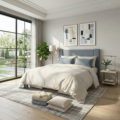 Lit plateforme tapissier avec 4 tiroirs de rangement Modern