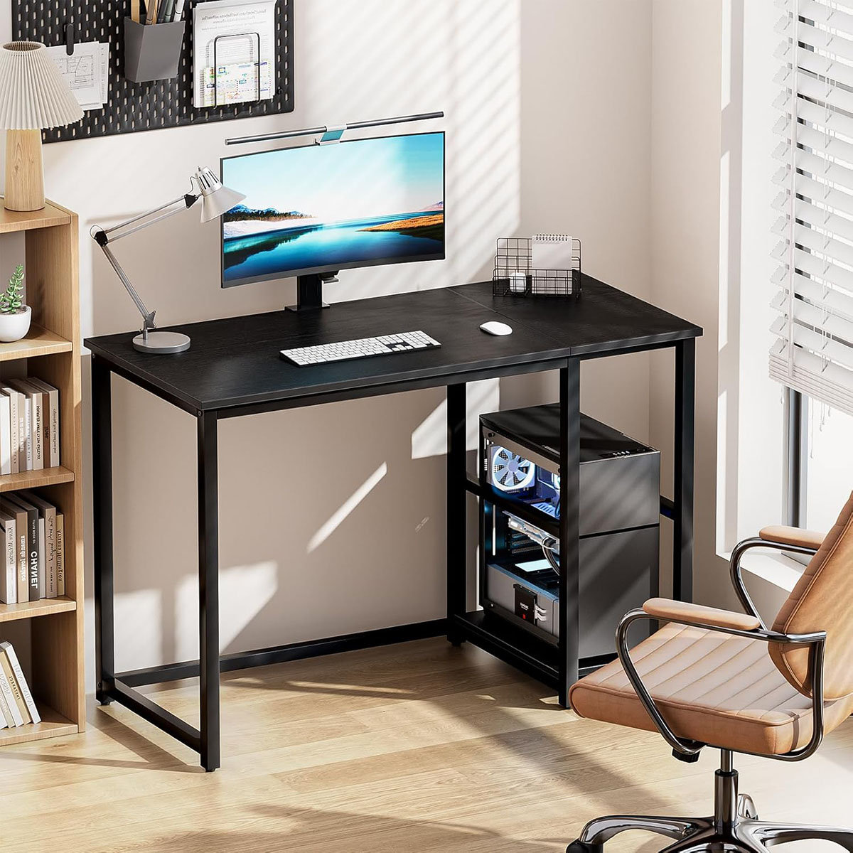 Wrought Studio Computer Desk 40 Inches With 2-Tier Shelves Sturdy Home ...