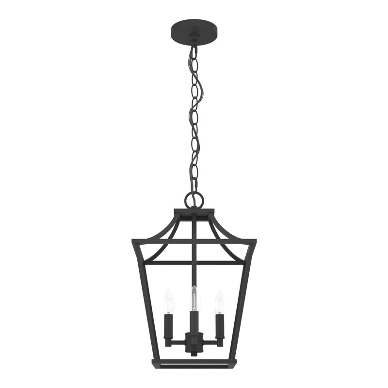 Laurel Ridge 4 - Light Lantern Geometric Chandelier, Natural Iron, 18" H x 12" W x 12" D