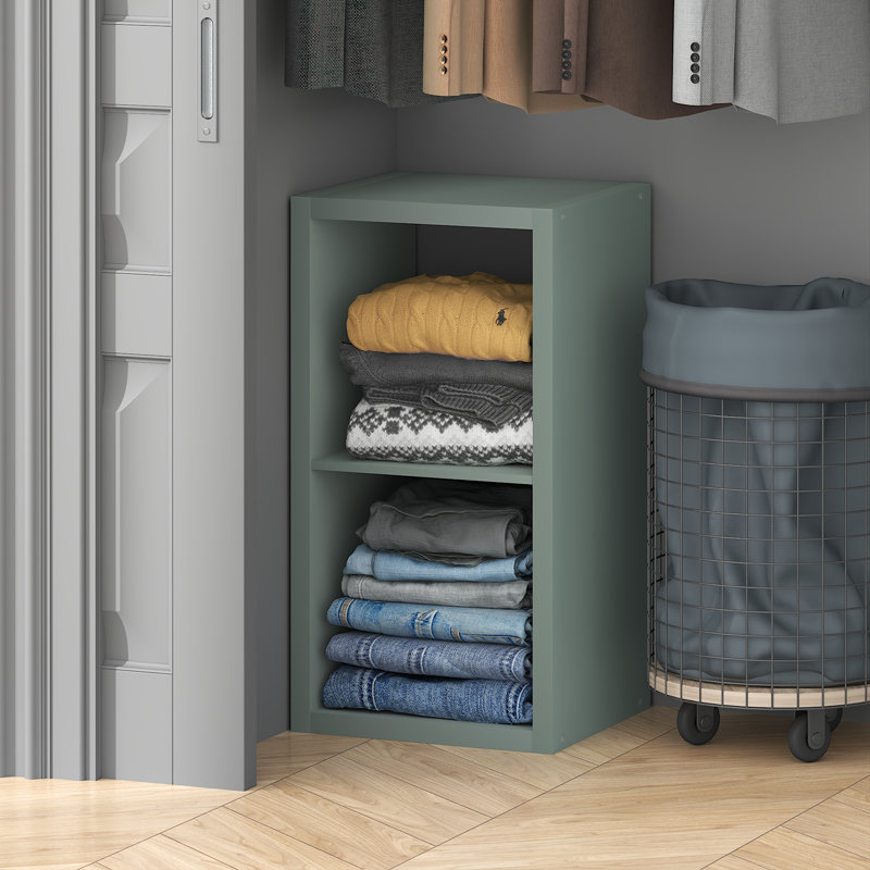 Furinno CUBIC Closet Organizers and Storage, 2-Cube Closet Organizer, Open Shelf Closet Storage, Extra Thick Frame for Wardrobe, Bedroom, Living Room, Sage Green