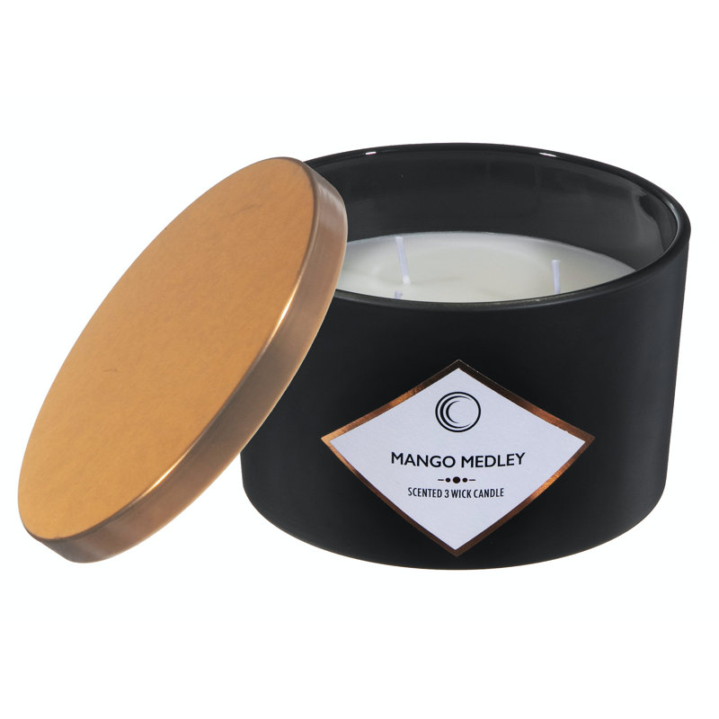 Bougie parfumée mangue, H 3,55 po x l 3,95 po x P 3,95 po