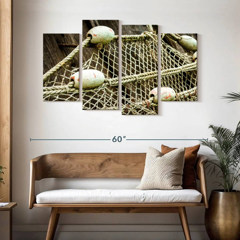 Senne Fishing Net On Board, 32" H x 52" W