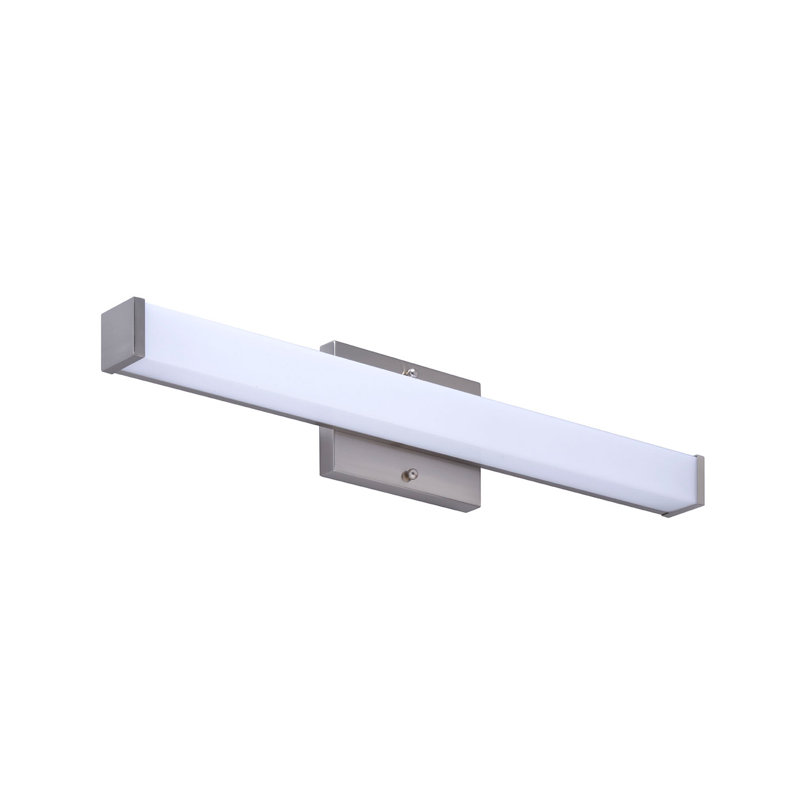 Éclairage linéaire carré pour meuble-lavabo 24 po, H 2 po x l 24 po x P 2,625 po, Nickel brossé