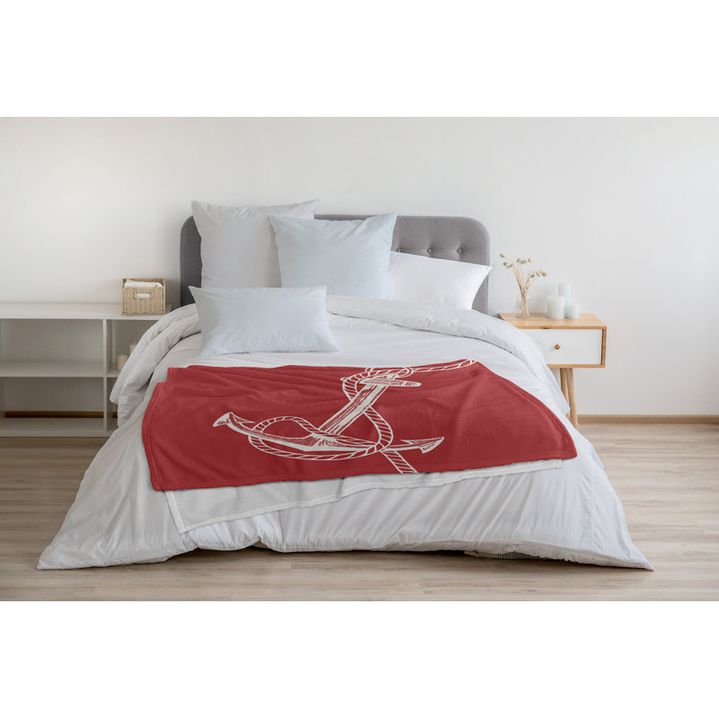 Couverture en molleton Anchored, L 30 po x L 40 po, Rouge Ligonberry