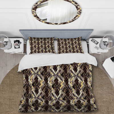 Brown Wild Design Polyester Geometric Shapes Duvet Cover