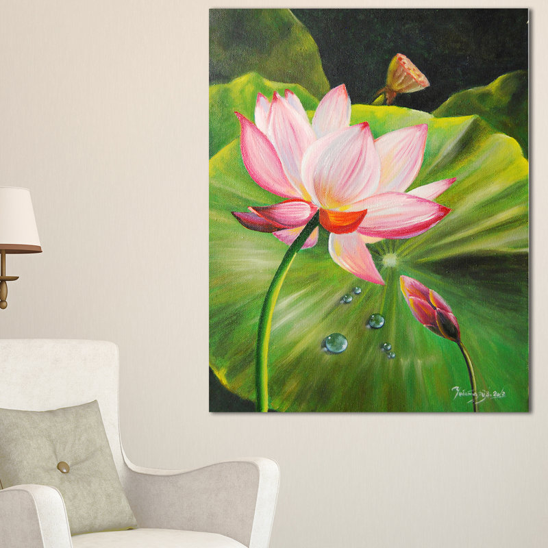 «Lotus and Water gouttes», impression sur toile, H 40 po x l 20 po x P 1po
