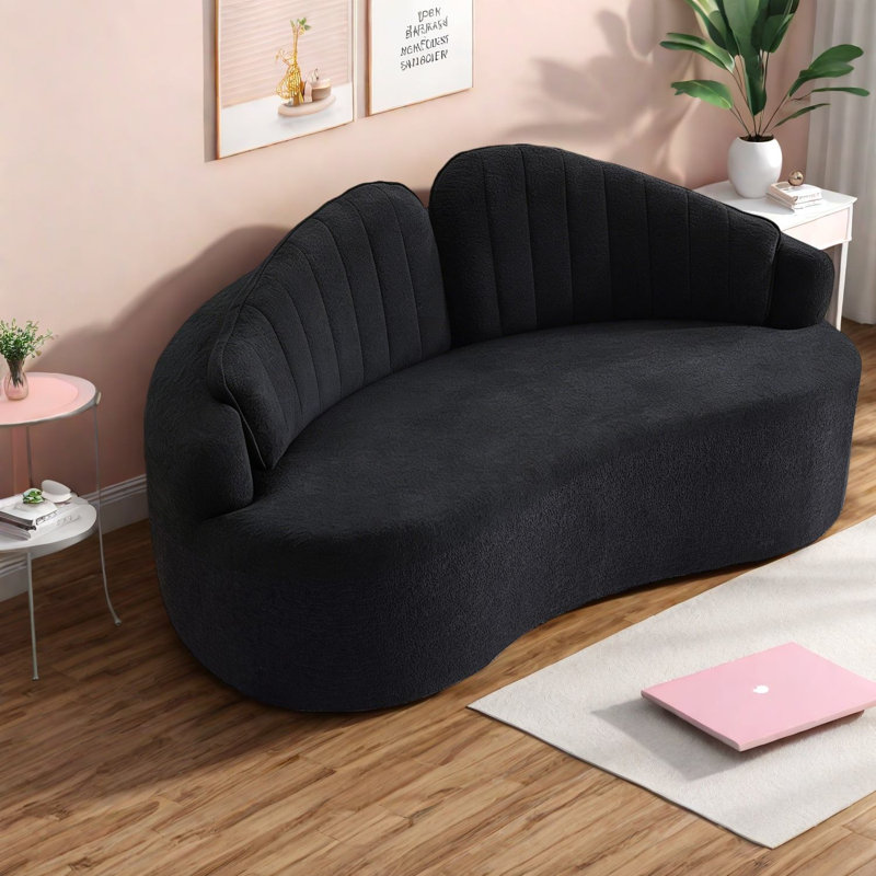 Canapés compacts en chenille noire, ressorts en mousse, style rétro pour petits appartements