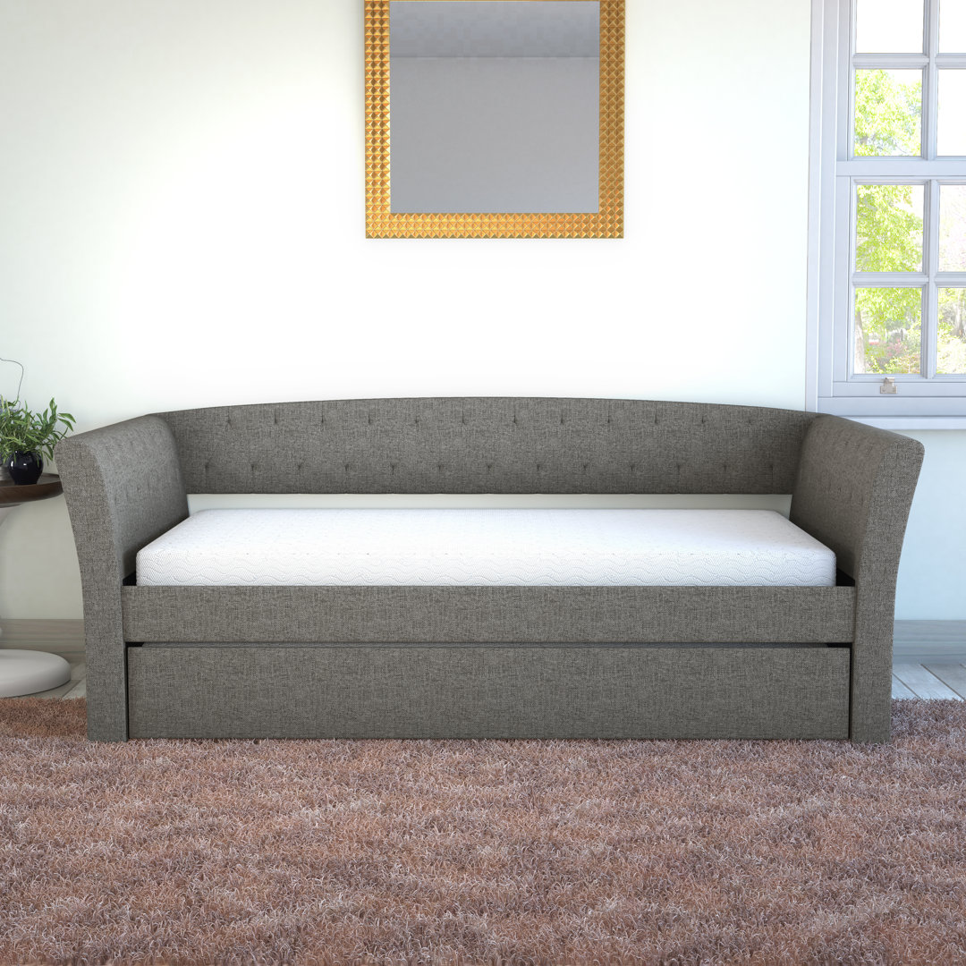  New Castle Upholstered Twin Daybed with Pull out Trundle Boyd Sleep Color: Gray