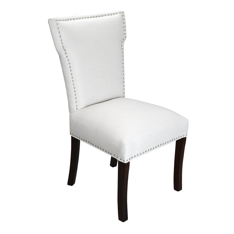 Chemise Upholstered Wingback Side Chair, Stone, Black