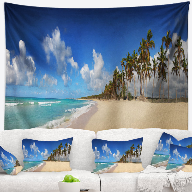 Paysage photographie tapisserie exotique de plage exotique, H 32 po x l 39 po