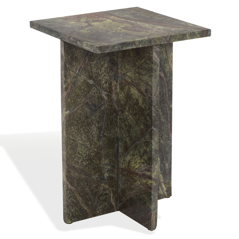 Tablette d'appoint en marbre 12 "Adriano, Vert/brun