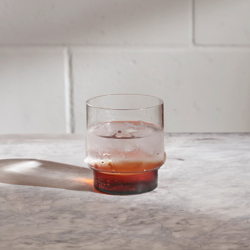 Water / Beer Glass (Set of 2), Clear/Orange