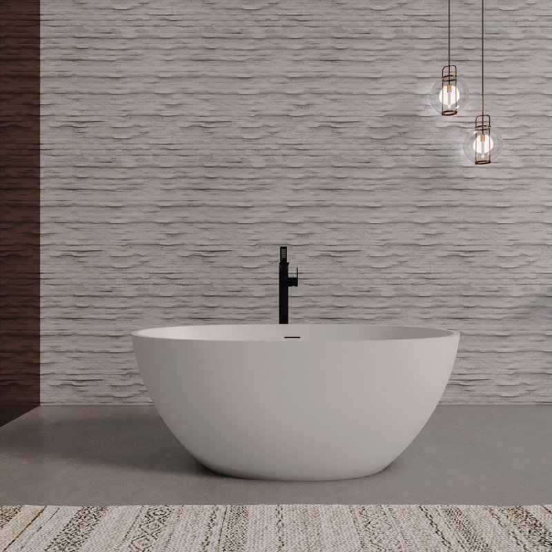 55 Inch Freestanding Solid Surface Soaking Bathtub