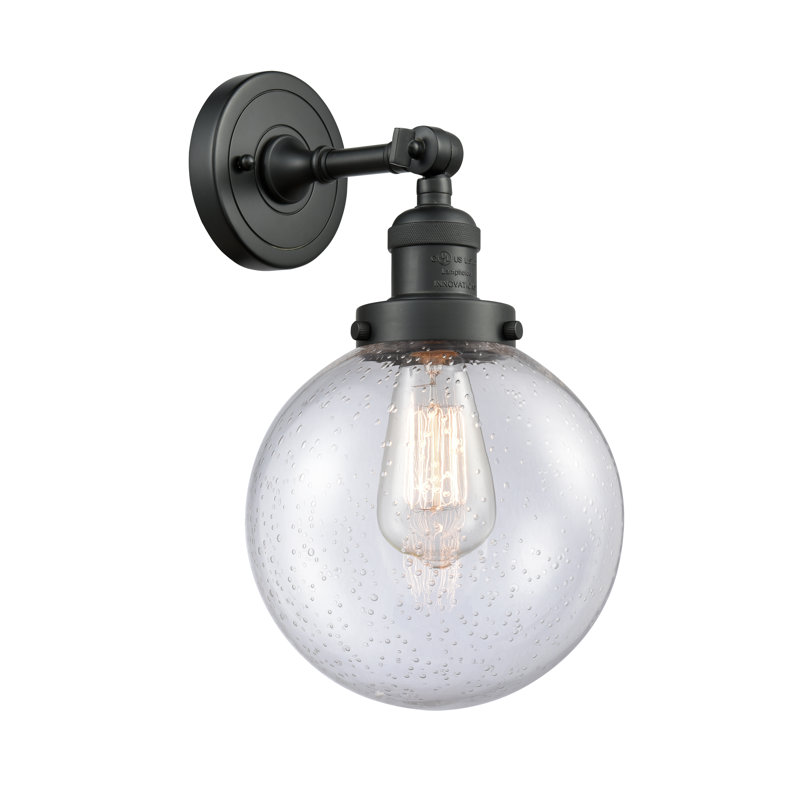 Applique murale pour salle de bain 1 lumière Clementina, Grainé, Noir mat, Ampoule DEL 6 watts Vinage