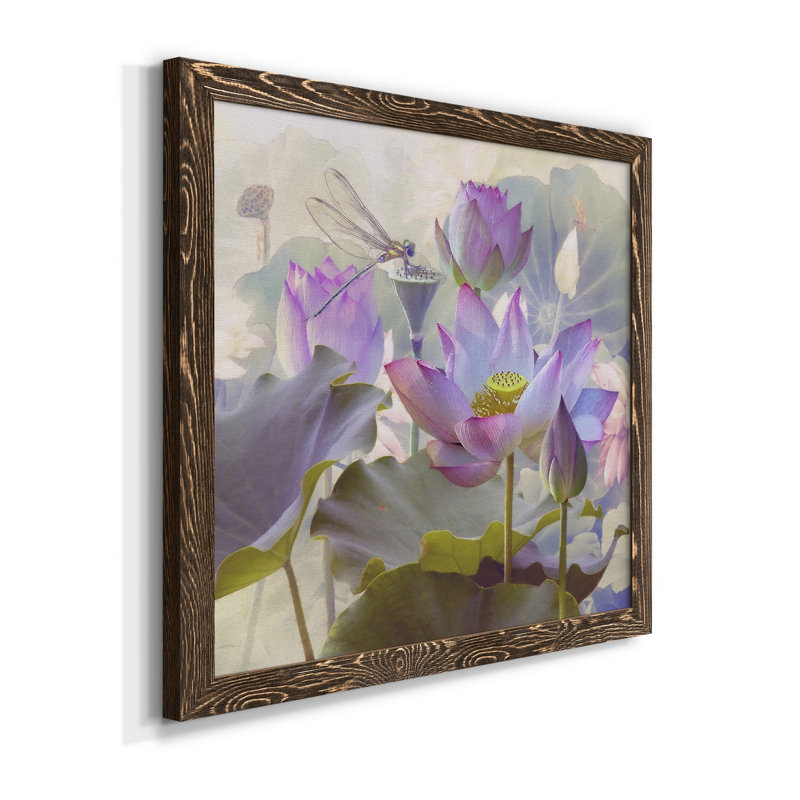 Lotus Sanctuary II - Toile encadrée de qualité supérieure - prête à être accrochée, H 27,5 po x l 27,5 po x P 1,5 po