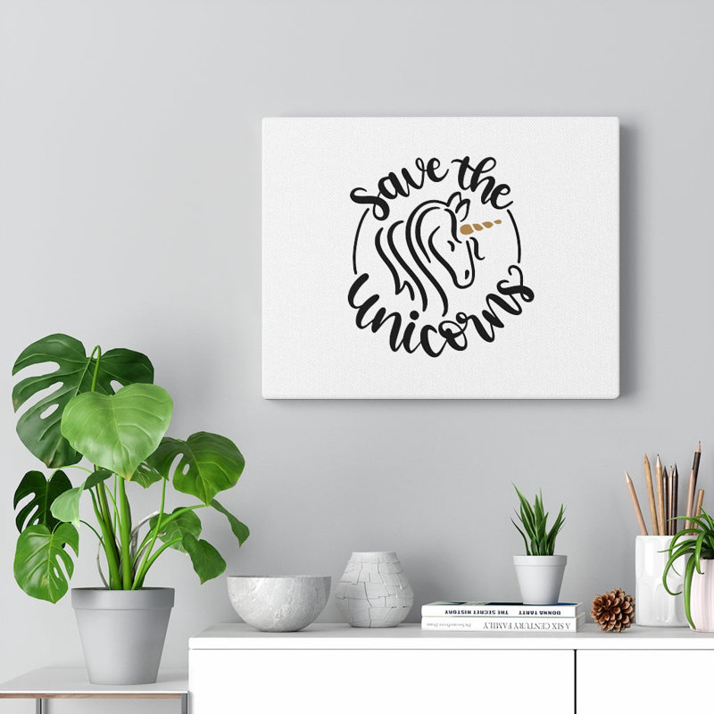 Save The Unicorns - Wrapped Canvas Print, 30cm H x 41cm W