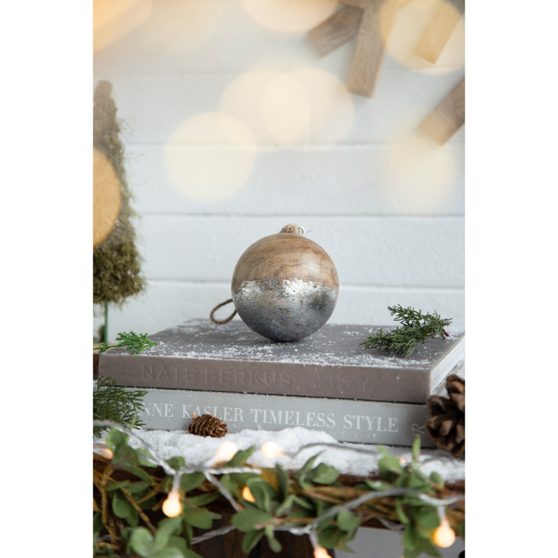 Ornements de boule de Noël en bois 4 po - Cintres décoratifs pour décorations des Fêtes, 4