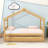 Wooden House-Shaped Bed With Sky Roof And Twin Pull-Out Trundle-598758303-598758300