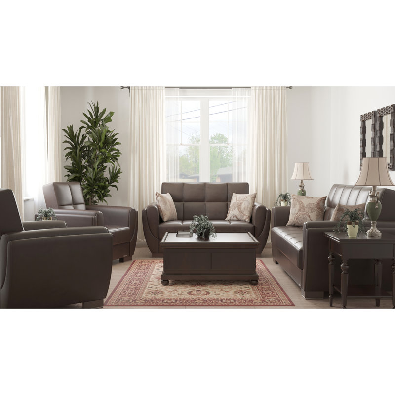 Fauteuil brun rembourré en microfibre avec rangement - Ajoutez du style à votre maison